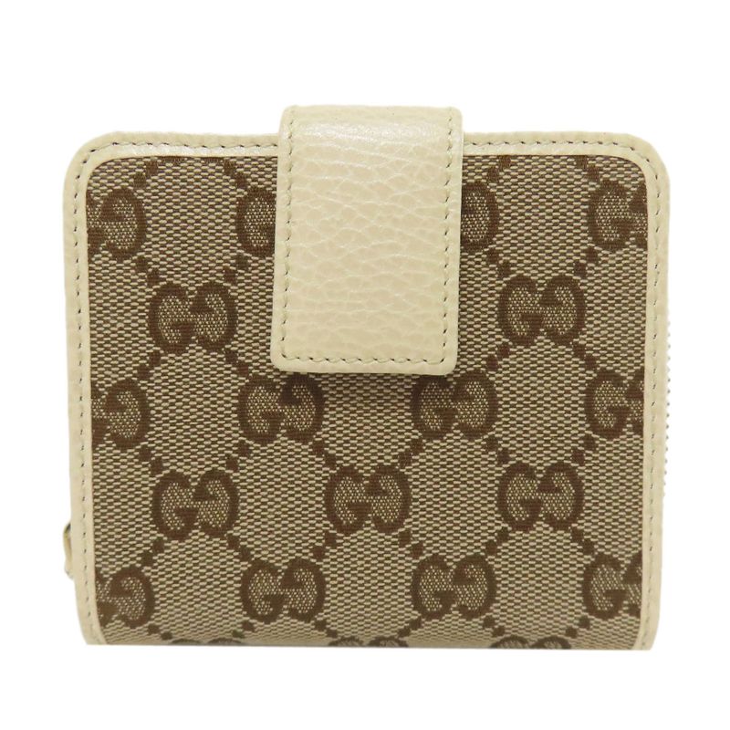 Gucci 346056 Outlet GG Bifold Wallet With Coin Purse Canvas Calf Women