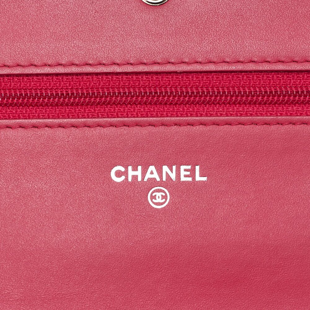 Chanel Shoulder Bag Chain Wallet Caviar Skin Rose Pink Silver Hardware Push