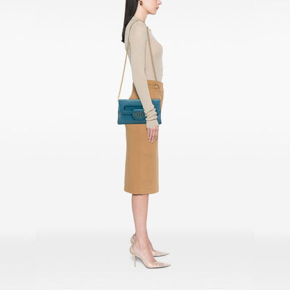 Dior 21SS Dior Double Chain Shoulder Bag Blue Smooth Calfskin Women's Dior