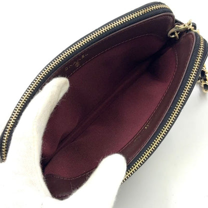Chanel Matelasse W Zipper Chain Wallet Matelasse Serial No 22 Lambskin Black
