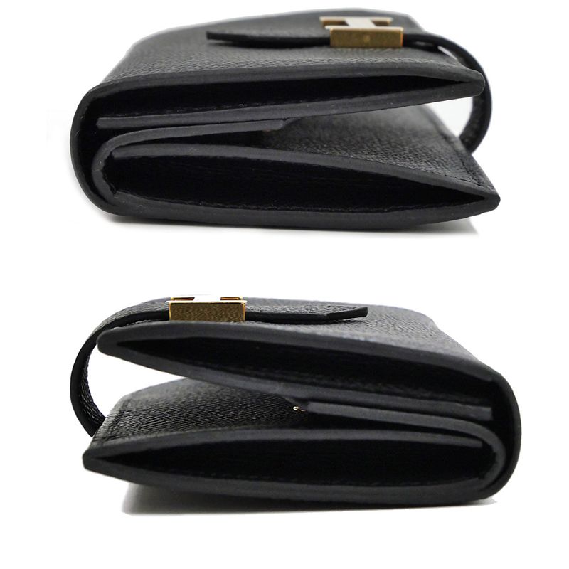Hermes Bearn Mini Bifold Wallet Black Gold Hardware Vo-epson Black Noir