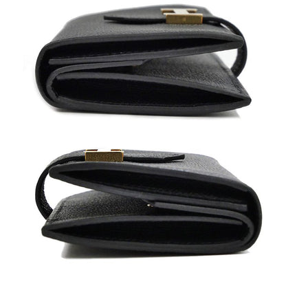 Hermes Bearn Mini Bifold Wallet Black Gold Hardware Vo-epson Black Noir