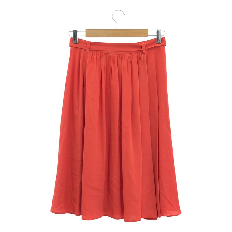 Prada - Belt Pleated Flared Skirt - 40 - Red - Women