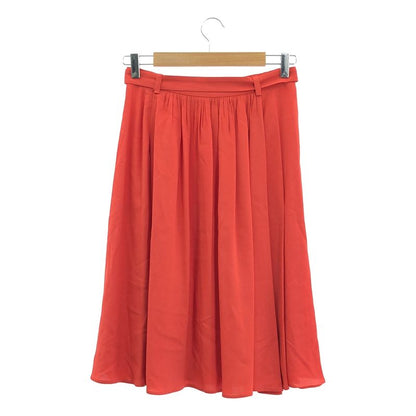 Prada - Belt Pleated Flared Skirt - 40 - Red - Women