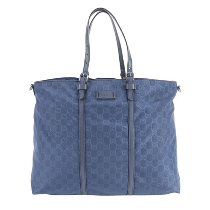 Gucci GG Nylon Leather Tote Shoulder Business Navy Dark Blue Rbm