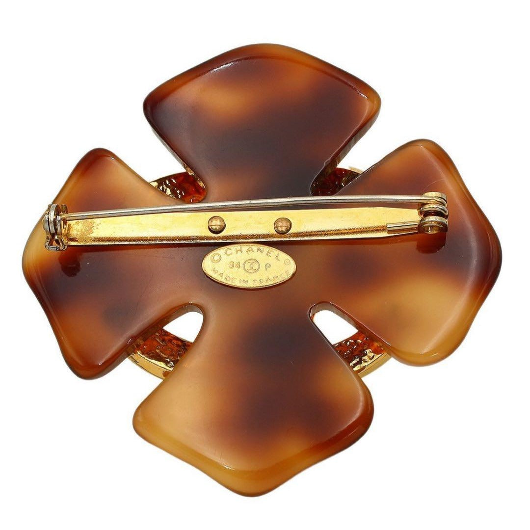 Chanel Coco Mark Tortoiseshell Cross Brooch 94 — view 2