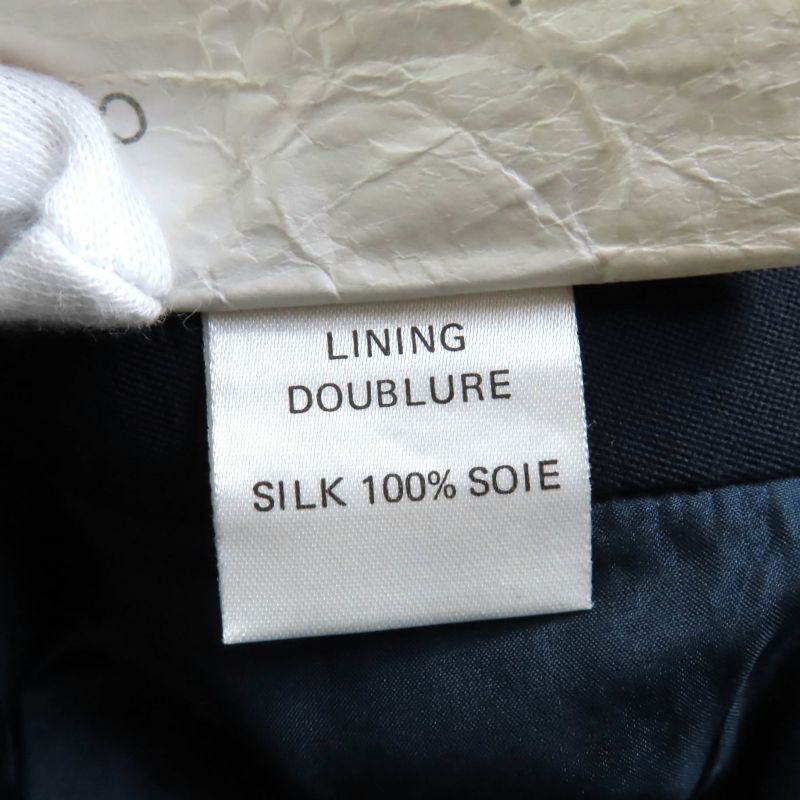 CHANEL Vintage P04471 100% Wool 90s Tight Skirt With Coco Mark Buttons Navy 38