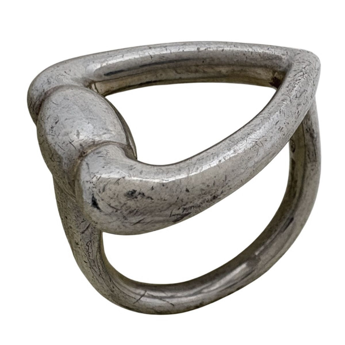 Gucci Logo Ring Vintage Horsebit Silver