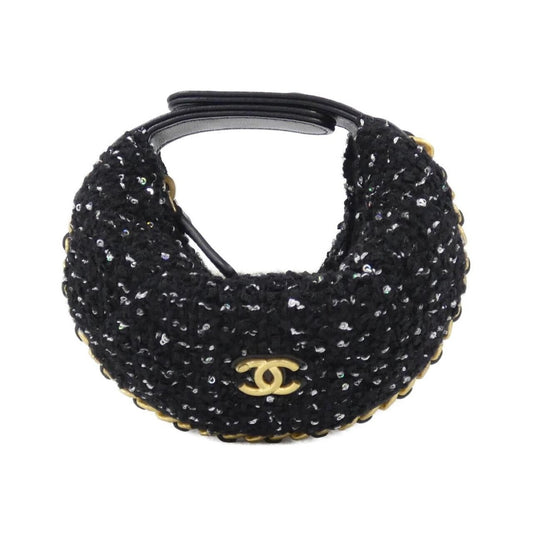 Chanel Pouch Wool Tweed Black Mat