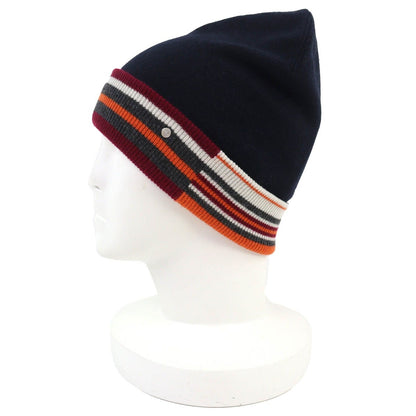 Hermes Twist Cashmere Series Button Beanie Knit Cap Navy Multicolor L — view 3