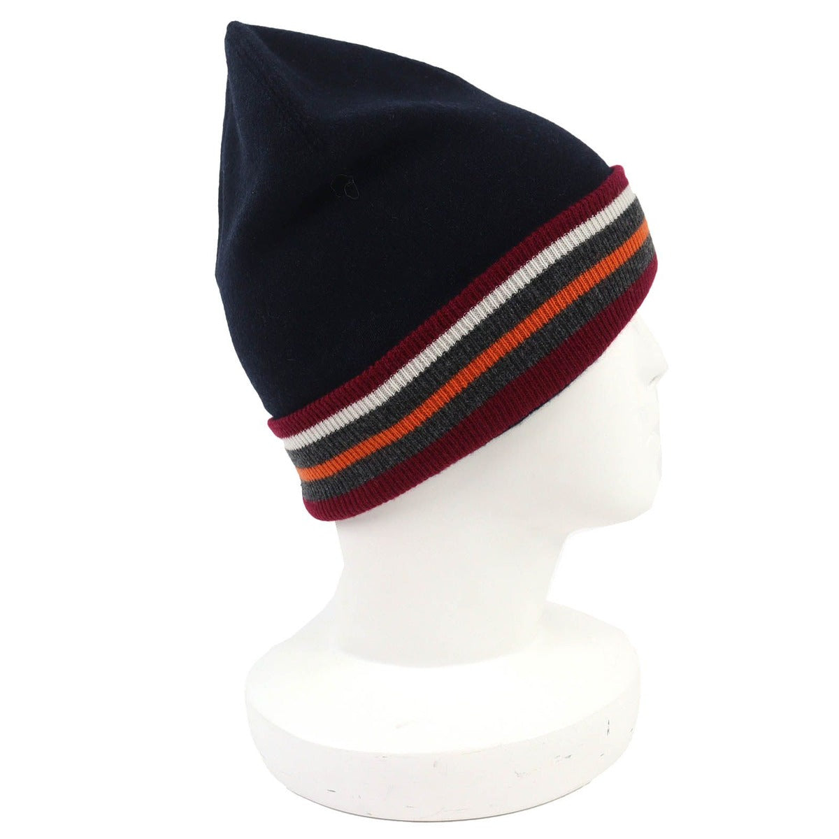Hermes Twist Cashmere Series Button Beanie Knit Cap Navy Multicolor L — view 4