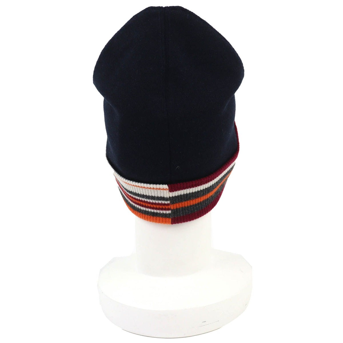 Hermes Twist Cashmere Series Button Beanie Knit Cap Navy Multicolor L — view 5