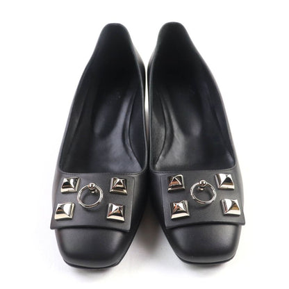 Hermes Silver Hardware Collierd Chien Delicate Square Toe Chunky Heel Leather