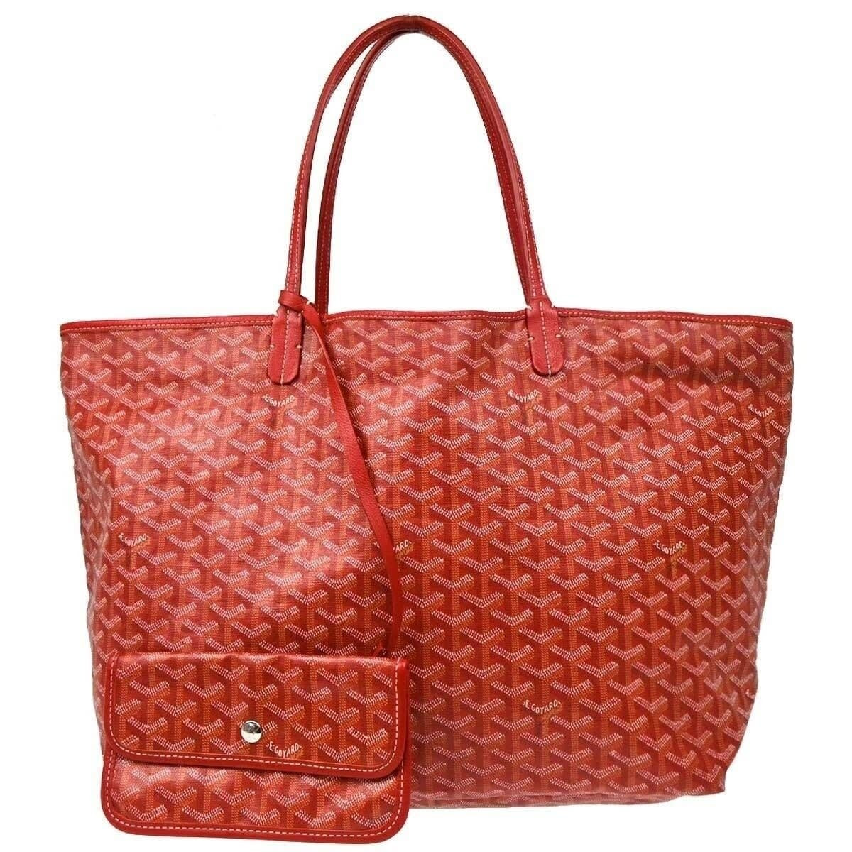 Goyard St Louis GM Red Shoulder Tote Bag & Pouch Goyardine Saint Purse