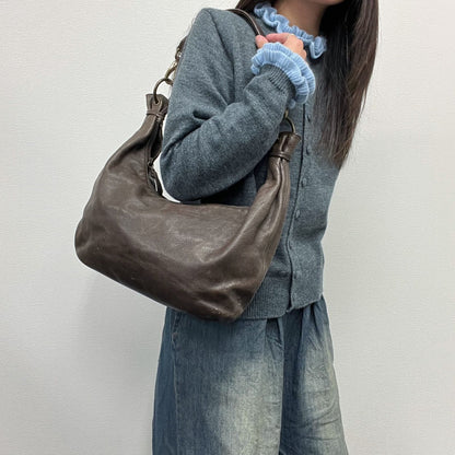 Miu Miu Shoulder Bag Brown Leather Vintage