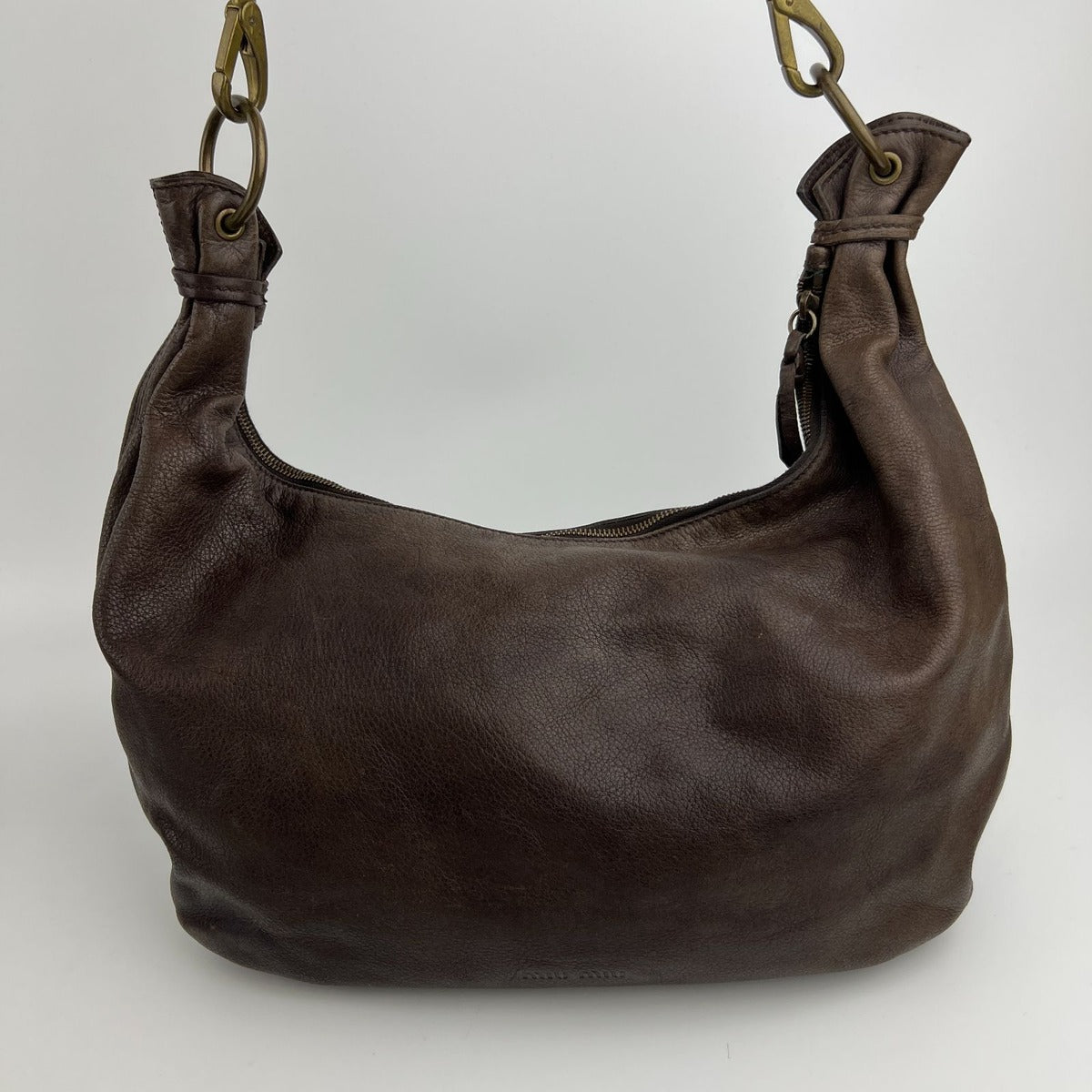 Miu Miu Shoulder Bag Brown Leather Vintage — view 4