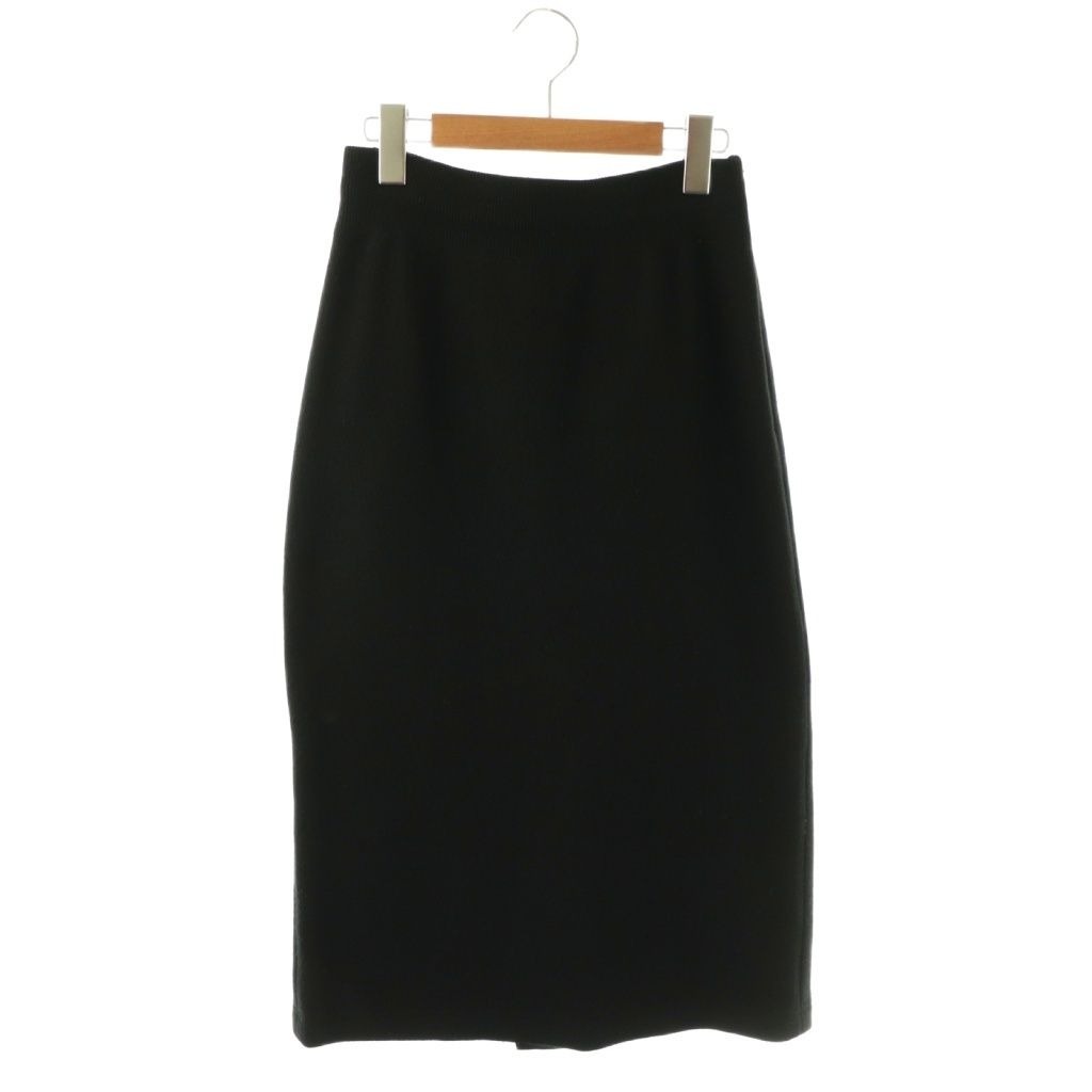Prada Tight Skirt Wool Back Triangle Slit Long Easy XS Black TK