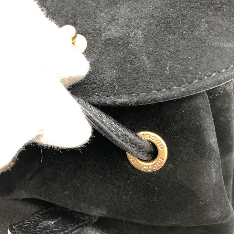 Gucci 00319560030 Backpack Daypack Black Suede/leather Bamboo Women's