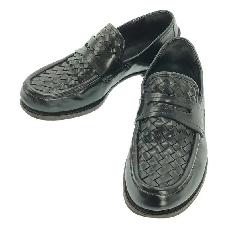 Bottega Veneta Leather Intrecciato Coin Loafer - 40 - Black - Men's