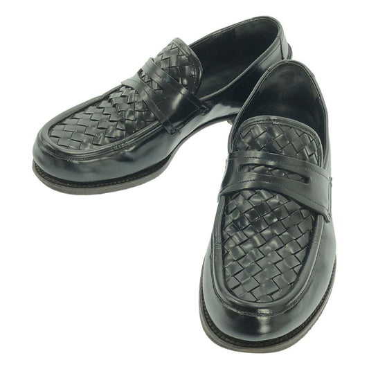 Bottega Veneta Leather Intrecciato Coin Loafer - 40 - Black - Men's