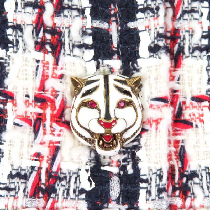 Gucci 530704 Taiga - Short Sleeve Knee Length Tweed Dress With Head Buttons