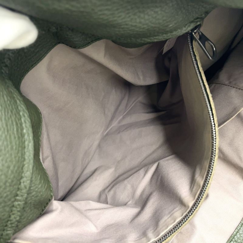 Bottega Veneta Tote Leather Khaki Green Handbag Black