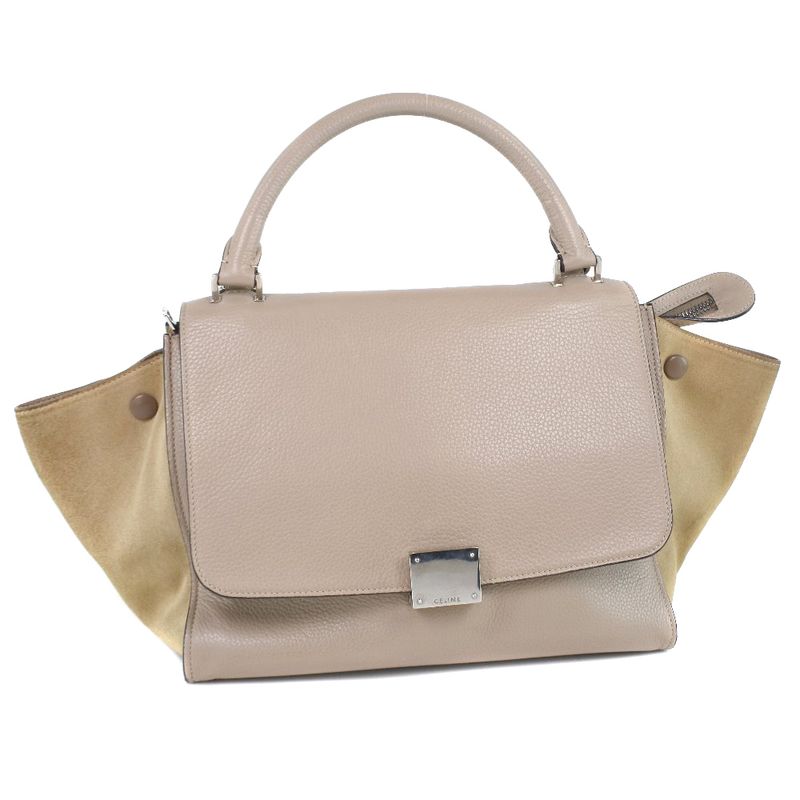 Celine Trapeze 2WAY Shoulder 174683mdb.03un Leather X Suede Dune Pink Gray