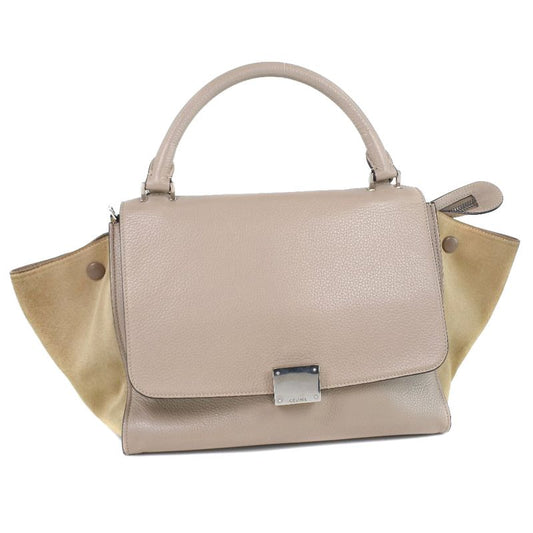 Celine Trapeze 2WAY Shoulder 174683mdb.03un Leather X Suede Dune Pink Gray