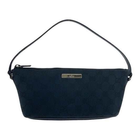 Gucci Black Silver Hardware GG Canvas/leather 039 1103 Handbag Accessory Pouch