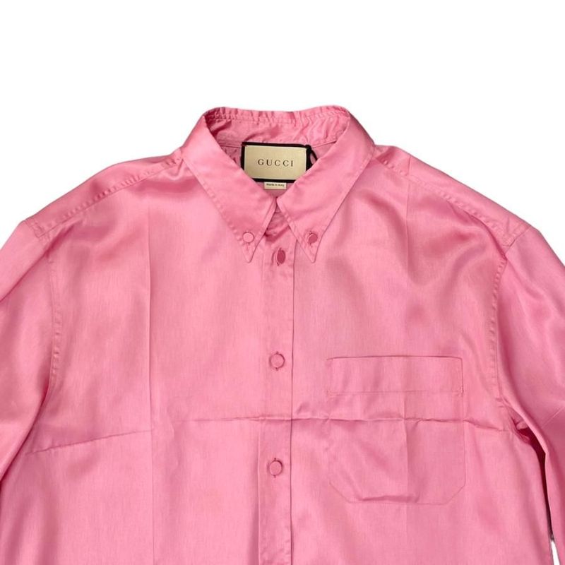 Gucci Long Sleeve Acetate Cotton Shirt 723821 Zac30 46 Size Pink Gucci