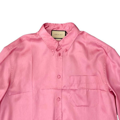 Gucci Long Sleeve Acetate Cotton Shirt 723821 Zac30 46 Size Pink Gucci