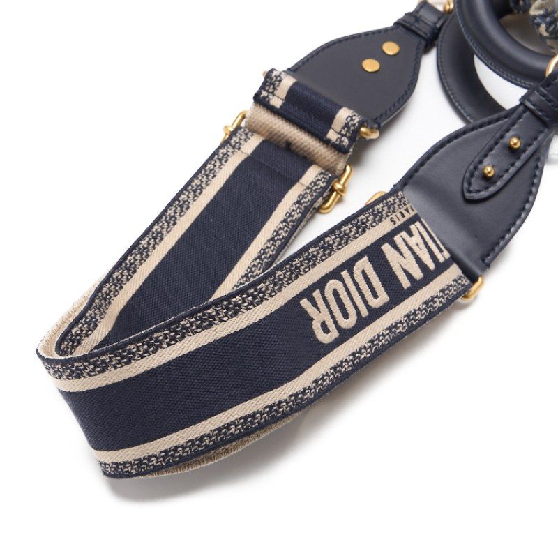 DIOR Trotter Dcharm 2WAY Mini Handbag Canvas X Fuji Material X Leather Navy