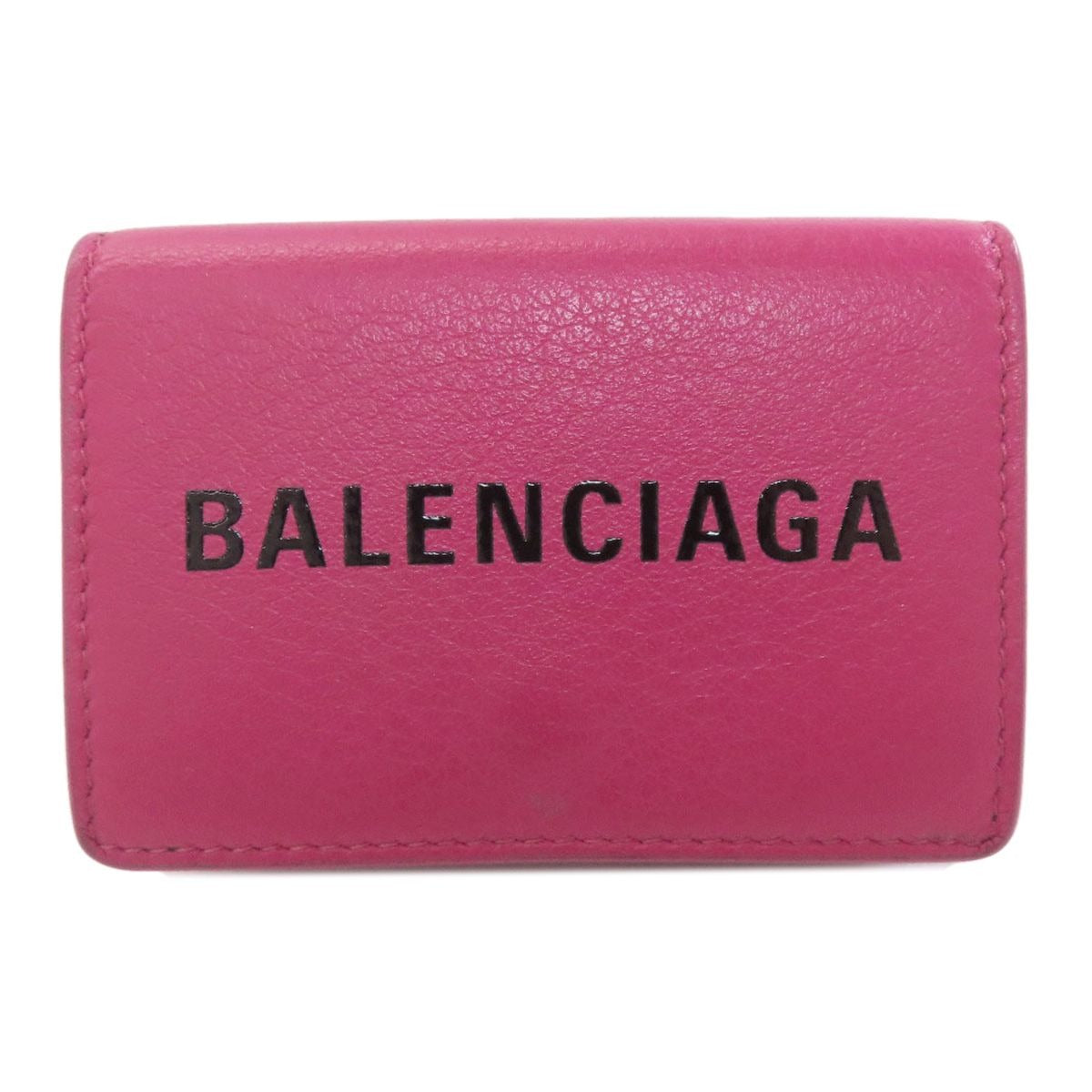 Balenciaga Logo Trifold Wallet Bifold Leather