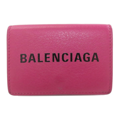Balenciaga Logo Trifold Wallet Bifold Leather