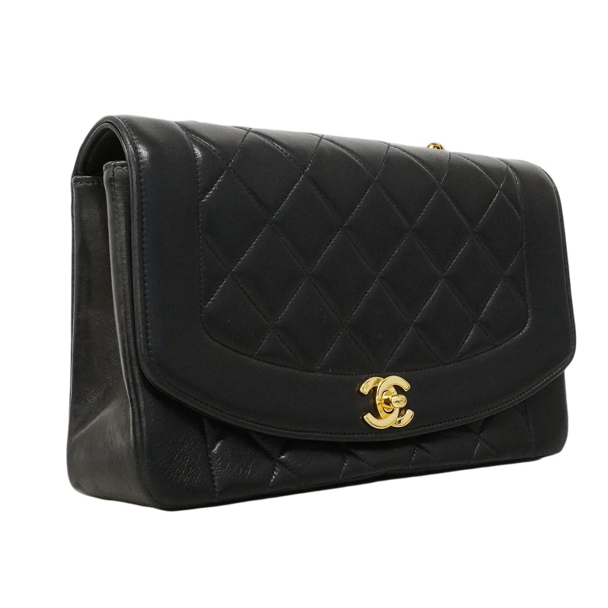 Chanel Shoulder Bag Diana Lambskin Black Gold — view 2
