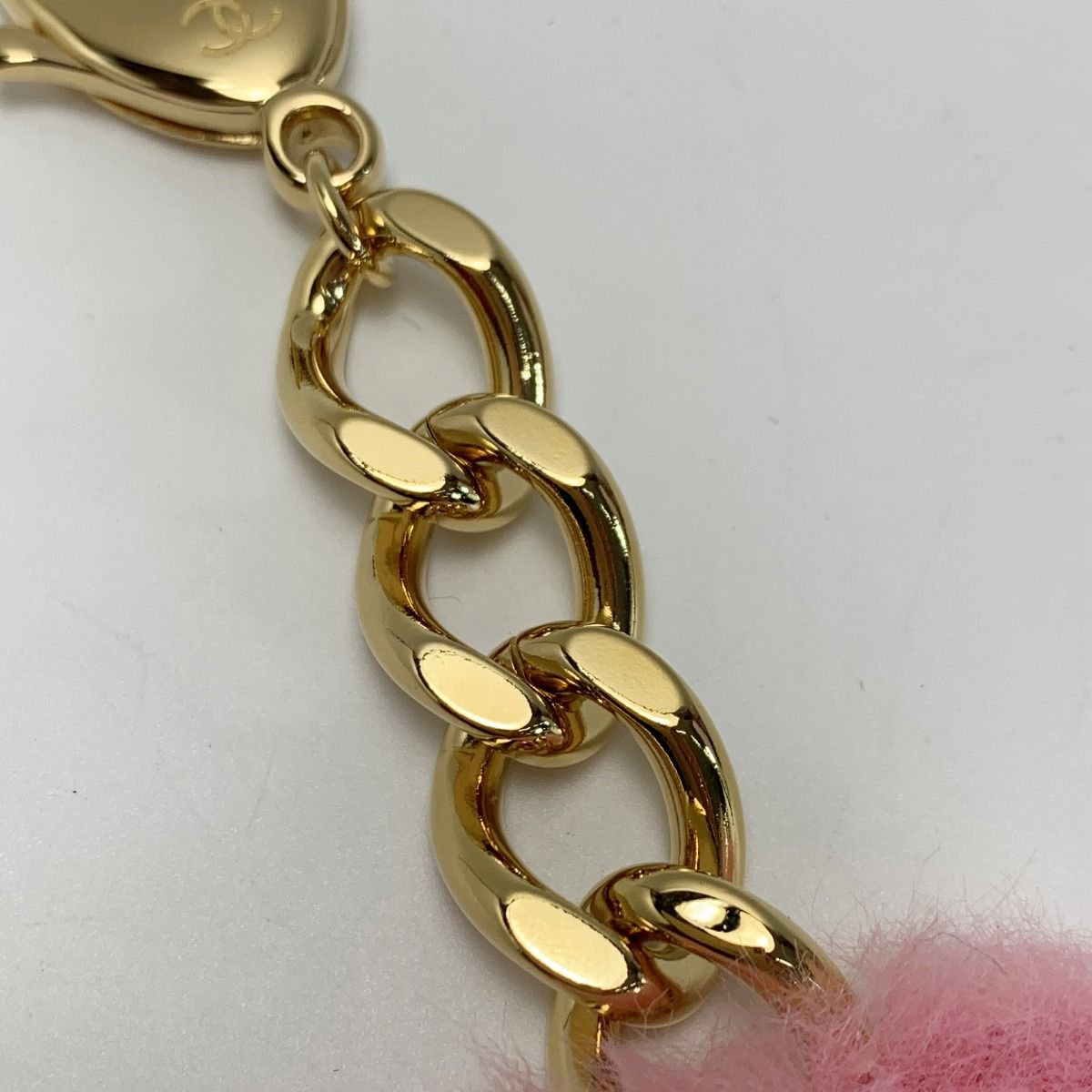 Chanel B24c Coco Mark Pink Fur Key Holder Charm