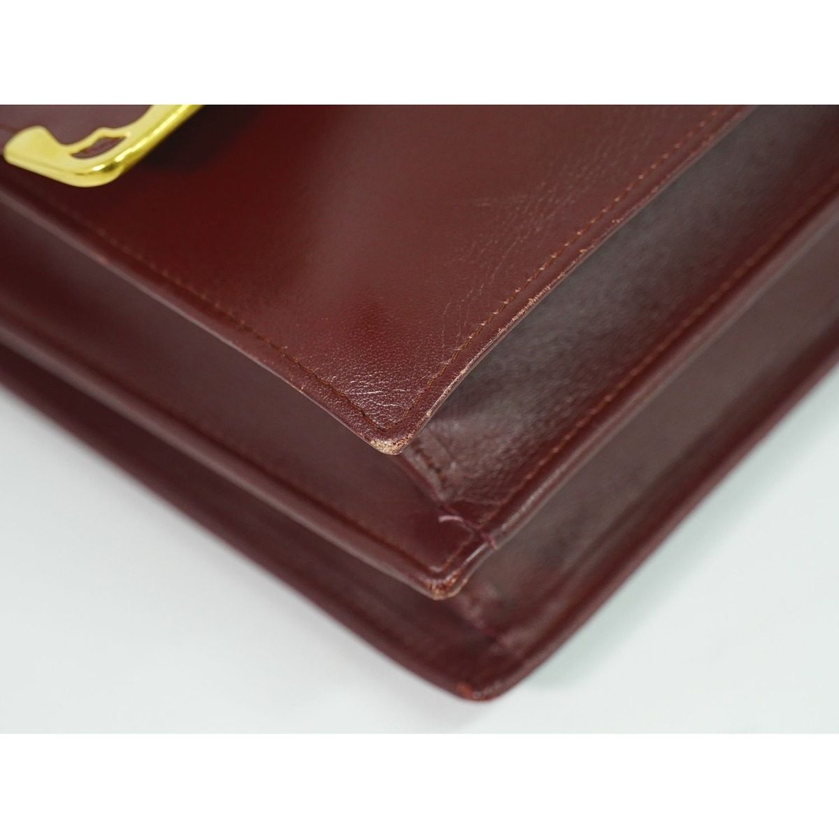 Cartier Must Line Shoulder Bag Pochette Leather Bordeaux — view 7