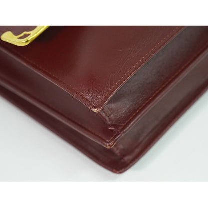 Cartier Must Line Shoulder Bag Pochette Leather Bordeaux — view 7