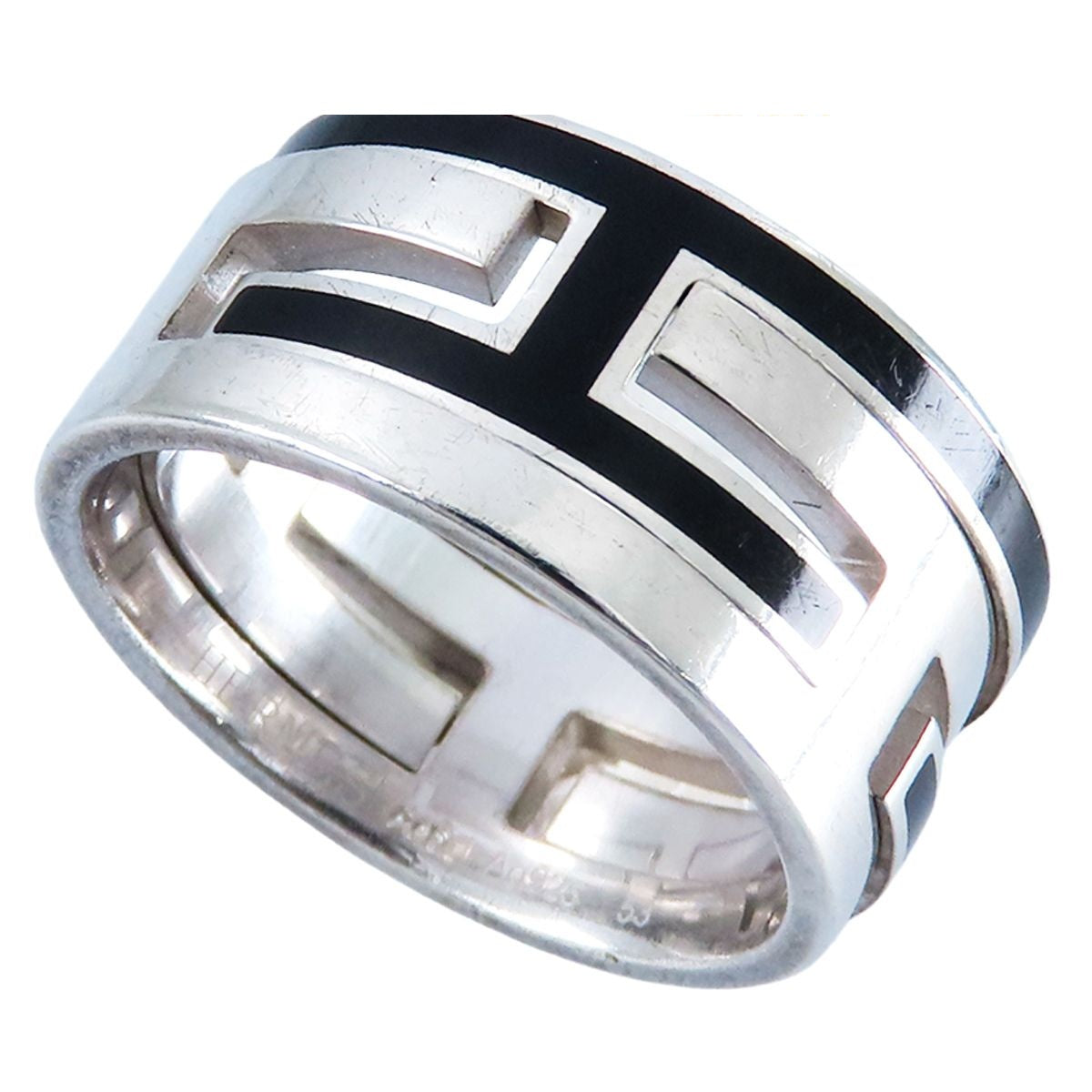 Hermes Move Ash Ring Silver Enamel H