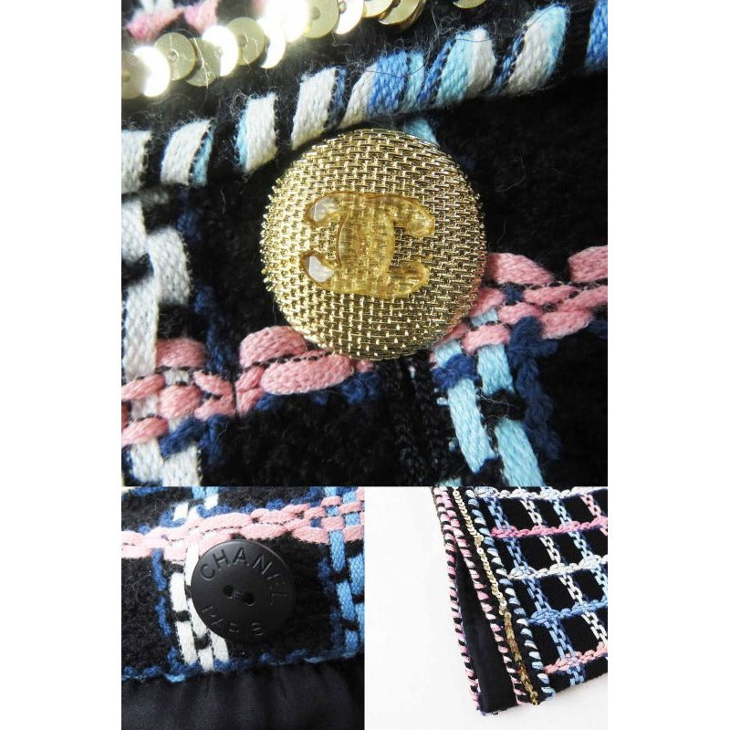 Chanel 22 SS Runway Wear Coco Mark Button Sequined Trapezoid Tweed Skirt — view 6
