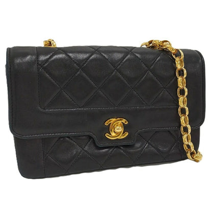 Chanel Diana Chain Shoulder Bag Leather Black