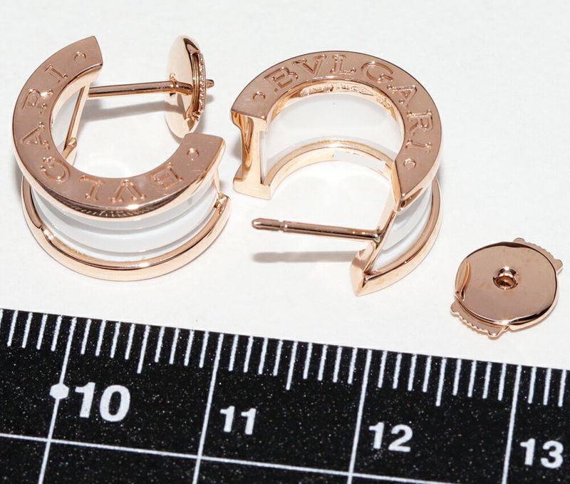 Bulgari Earrings 18K Pink Gold White Ceramic Bzero1 Earrings 346464