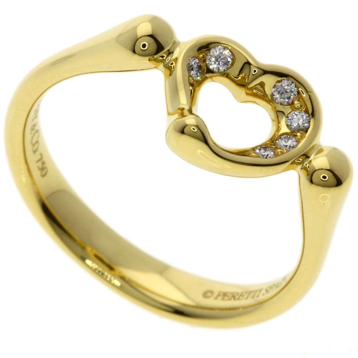 Tiffany & Co Open Heart Diamond Ring 18k Yellow Gold
