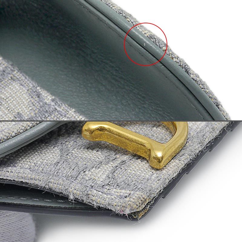 Dior Saddle Zip Card Holder Oblique Jacquard Gray