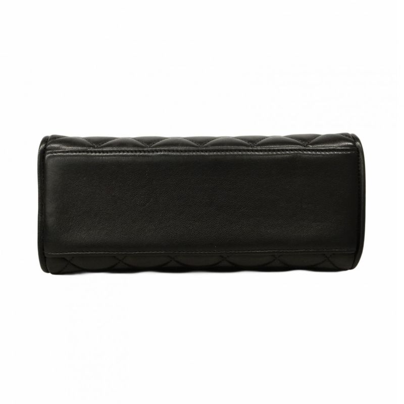 Chanel Handbag Matelasse Lambskin Black Gold Hardware Women