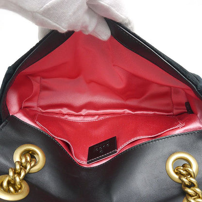 Gucci GG Marmont Chain Shoulder Bag 446744 Velour Black