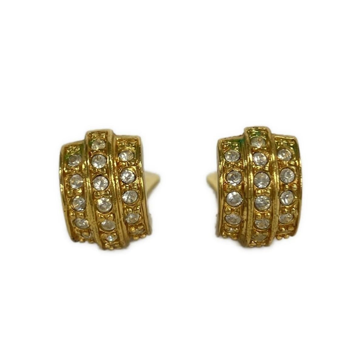 Dior Earrings Gold Clear Line Stone