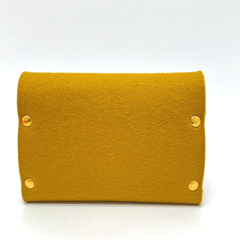 Hermes Accessory Pouch Etui Cult GM Playing Cards Case Felt Mustard Brown