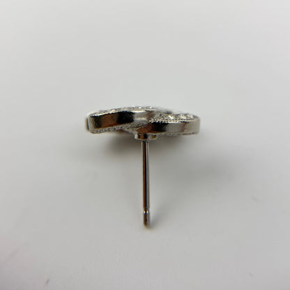 Chanel CC Logo Earrings Silver Vintage — view 9