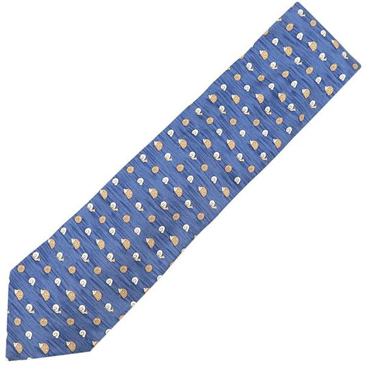 Hermes Necktie Snail and Hedgehog 9cm (3.54in) Silk Blue and Multicolor Blue